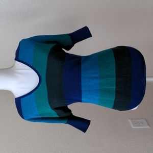 Express XS sparkly blue and green striped blouse
